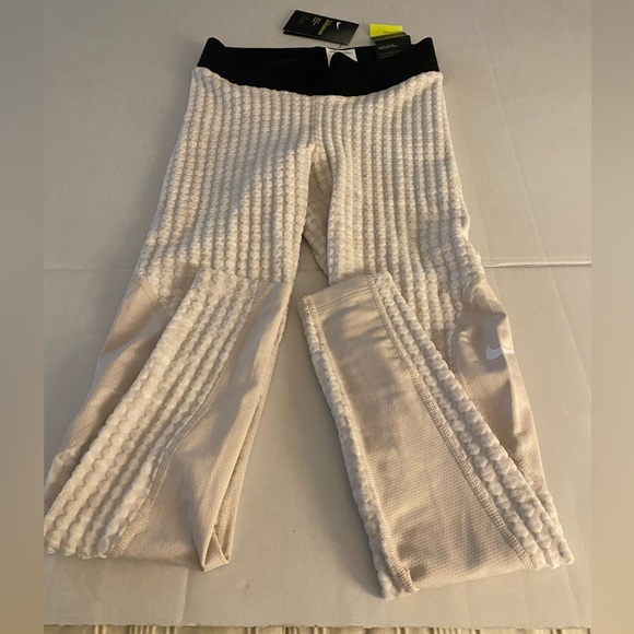 Nike PRO Hyperwarm Athletic Running Tight Fit Pants Women’s Small Ivory NWT - Picture 1 of 7